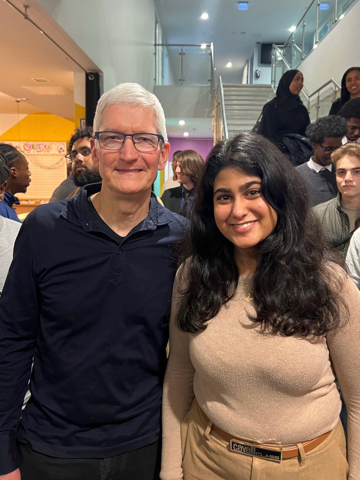 Nika with Tim Cook at Caius House